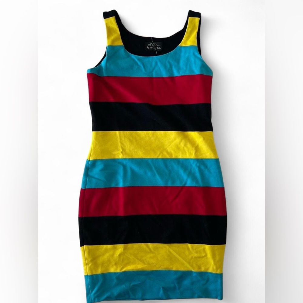 Torn by Ronny Kobo Yellow and Blue Bodycon Mini Dress